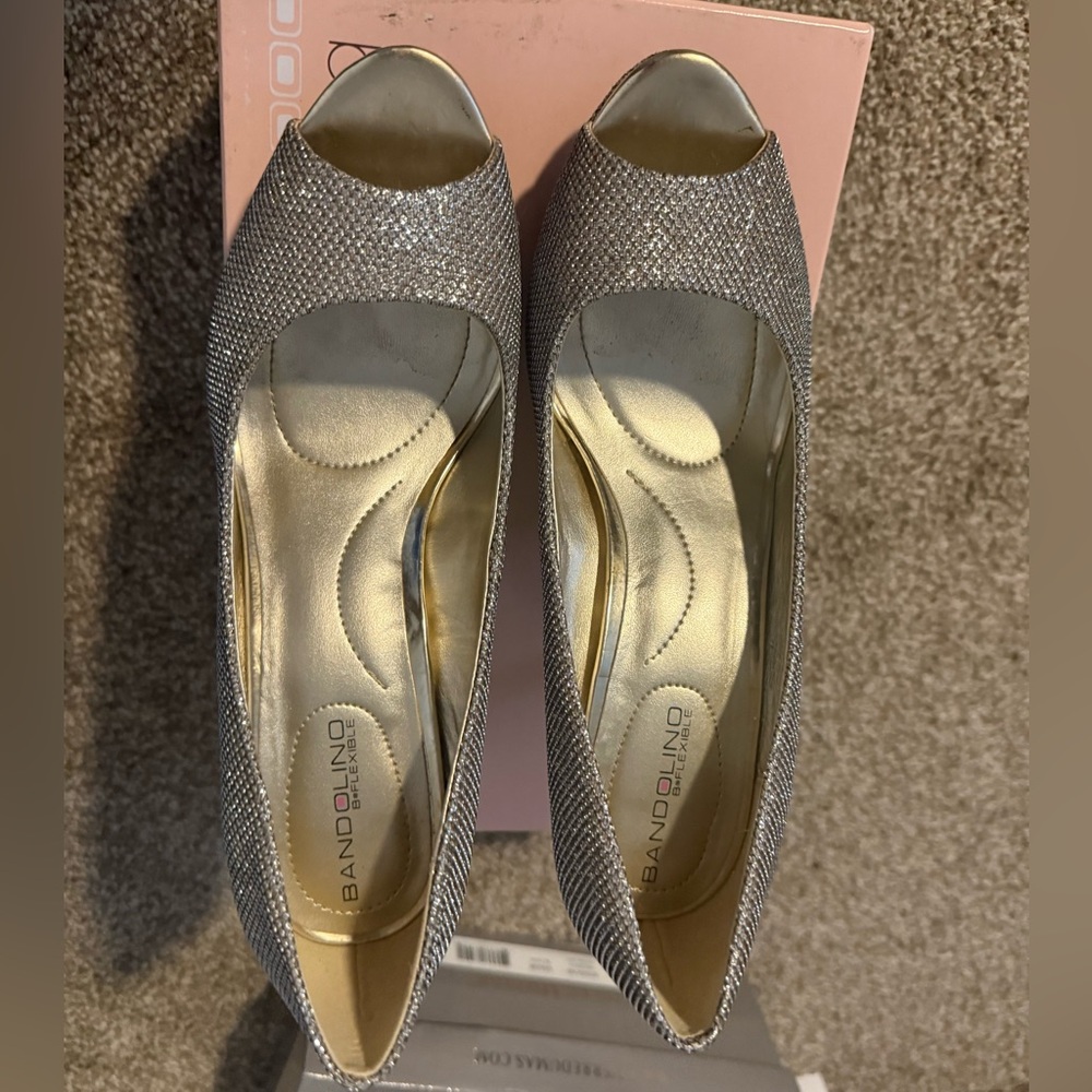 Bandolino Glittering Light Gold Peep-Toe Heels